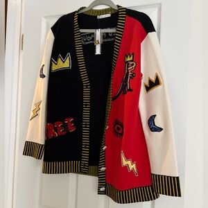 NWT Alice + Olivia x Basquiat Bradford Appliqué Wool Blend Cardigan
NWT